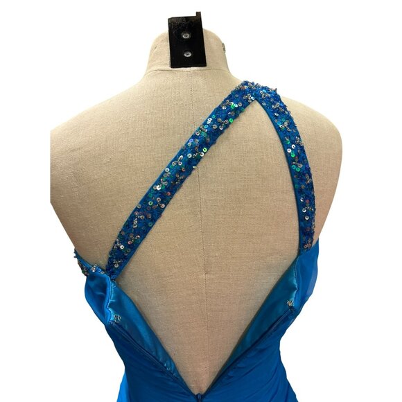 Colors Dress Blue One-Shoulder Ruched Dress With Beaded Trim Size S Super Mini D - Picture 3 of 10